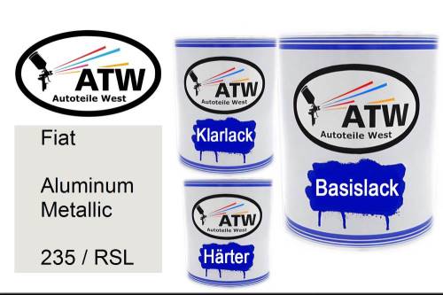 Fiat, Aluminum Metallic, 235 / RSL: 1L Lackdose + 1L Klarlack + 500ml Härter - Set, von ATW Autoteile West.